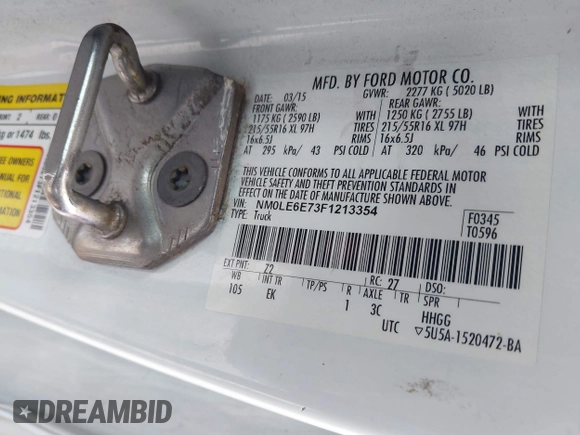 2015 Ford Transit Connect XL с VIN NM0LE6E73F1213354, выставлен на аукционе IAAI как лот 42545275 с пробегом 124 974 миль миль и . История ставок и продаж доступна на DreamBid. Изображение 9.