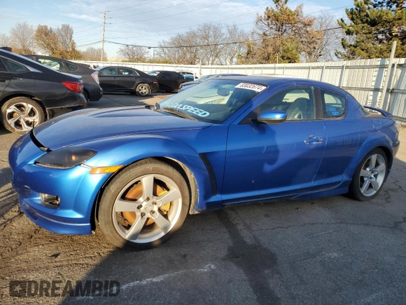 2004 Mazda RX-8 with VIN JM1FE173040110022, listed as a Copart auction lot 83032674 with 108,037 mi miles and Clean Title. Bid and sale history available at carsss.com. Image 1.