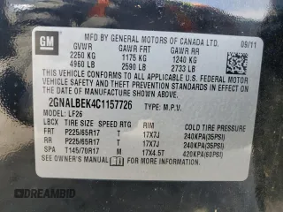 2012 Chevrolet Equinox LS with VIN 2GNALBEK4C1157726, listed as a Copart auction lot 52084605 with 101,789 mi miles and Clean Title. Bid and sale history available at carsss.com. Image 13.