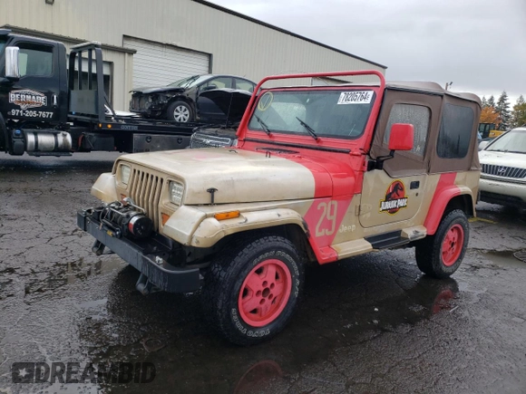 1993 Jeep Wrangler with VIN 1J4FY29S4PP227609, listed as a Copart auction lot 78205764 with 197,549 mi miles and Salvage Title. Bid and sale history available at carsss.com. Image 1.