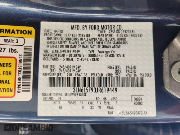 2018 Lincoln MKZ Reserve z VIN 3LN6L5F93JR619449, wystawiony jako Copart lot #62151395 z przebiegiem 21 381 mil mil oraz Szkoda całkowita • Salvage title. Historia ofert i sprzedaży dostępna na DreamBid. Obrazek 13.