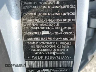 2011 Land Rover Range Rover SC with VIN SALMF1E41BA341320, listed as a Copart auction lot 57415705 with 139,038 mi miles and Salvage title. Bid and sale history available at DreamBid. Image 12.
