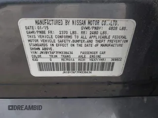 2015 Infiniti Q50 Premium with VIN JN1BV7AP7FM338434, listed as a IAAI auction lot 42158445 with 115,685 mi miles and . Bid and sale history available at DreamBid. Image 9.