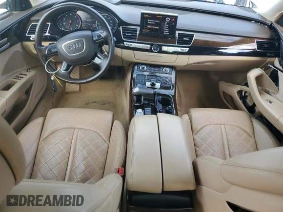 2017 Audi A8 Sport with VIN WAU43AFD0HN002058, listed as a Copart auction lot 53180585 with 95,436 mi miles and Salvage title. Bid and sale history available at DreamBid. Image 8.