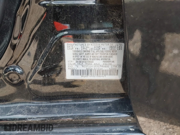 2016 Nissan Sentra SV with VIN 3N1AB7AP2GY286469, listed as a IAAI auction lot 41966218 with 117,030 mi miles and . Bid and sale history available at DreamBid. Image 9.