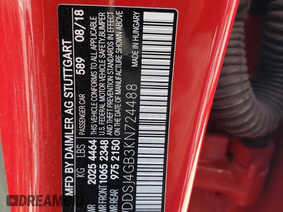 2019 Mercedes-Benz CLA 250 z VIN WDDSJ4GB3KN724488, wystawiony jako Copart lot #57638645 z przebiegiem 49 989 mil mil oraz Szkoda całkowita • Salvage title. Historia ofert i sprzedaży dostępna na DreamBid. Obrazek 12.