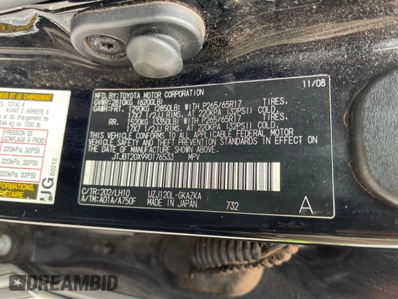 2009 Lexus GX with VIN JTJBT20X990176533, listed as a Copart auction lot 55506465 with 196,544 mi miles and Clean Title. Bid and sale history available at carsss.com. Image 10.