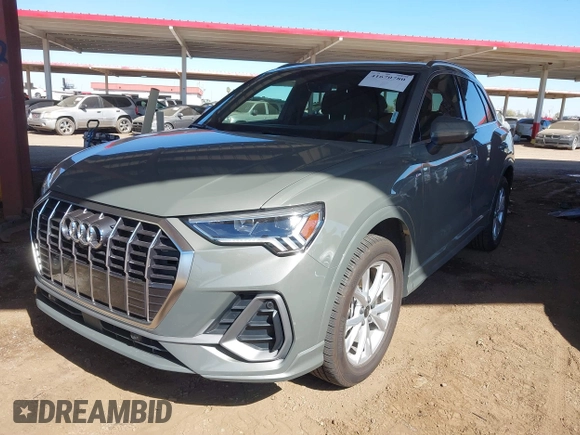 2023 Audi Q3 S line Premium Plus with VIN WA1EECF37P1021050, listed as a IAAI auction lot 41670780 with 23,738 mi miles. Bid and sale history available at carsss.com. Image 2.