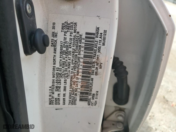 2010 Mitsubishi Endeavor LS with VIN 4A4JN2AS8AE014680, listed as a Copart auction lot 69599444 with 0 mi miles and Salvage Title. Bid and sale history available at carsss.com. Image 15.