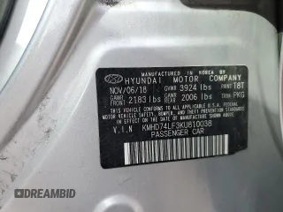 2019 Hyundai Elantra SE with VIN KMHD74LF3KU810038, listed as a Copart auction lot 52762765 with 144,599 mi miles and Salvage Title. Bid and sale history available at DreamBid. Image 12.