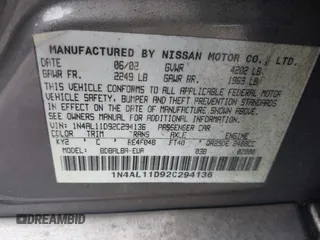 2002 Nissan Altima SL z VIN 1N4AL11D92C294136, wystawiony jako IAAI lot #42342860 z przebiegiem 220 080 mil mil oraz . Historia ofert i sprzedaży dostępna na DreamBid. Obrazek 9.