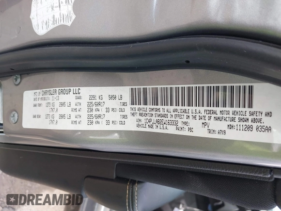 2014 Jeep Cherokee Sport with VIN 1C4PJLAB2EW163332, listed as a IAAI auction lot 41752003 with 154,832 mi miles and . Bid and sale history available at DreamBid. Image 9.
