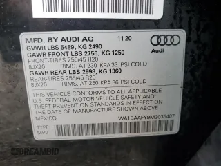 2021 Audi Q5 Premium Plus with VIN WA1BAAFY9M2035407, listed as a Copart auction lot 49468485 with 36,830 mi miles and Salvage Title. Bid and sale history available at carsss.com. Image 12.