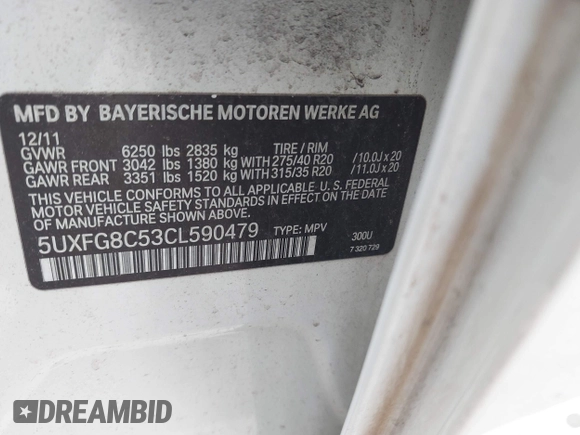 2012 BMW X6 50i z VIN 5UXFG8C53CL590479, wystawiony jako IAAI lot #42021810 z przebiegiem 92 420 mil mil oraz . Historia ofert i sprzedaży dostępna na DreamBid. Obrazek 9.