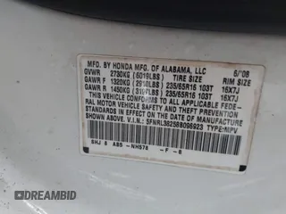 2008 Honda Odyssey LX with VIN 5FNRL38258B096923, listed as a IAAI auction lot 41943478 with 161,805 mi miles. Bid and sale history available at carsss.com. Image 9.