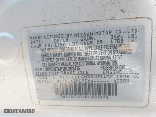 2019 Nissan Versa Sedan SV with VIN 3N1CN7AP1KL803475, listed as a IAAI auction lot 41668904 with 106,744 mi miles. Bid and sale history available at carsss.com. Image 9.