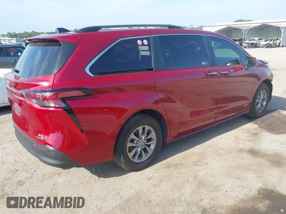 2021 Toyota Sienna XLE z VIN 5TDYRKEC2MS028134, wystawiony jako IAAI lot #42152640 z przebiegiem 107 427 mil mil oraz . Historia ofert i sprzedaży dostępna na DreamBid. Obrazek 4.