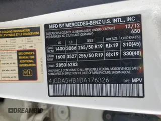 2013 Mercedes-Benz M ML 350 with VIN 4JGDA5HB1DA176326, listed as a Copart auction lot 50061515 with 159,857 mi miles and Salvage Title. Bid and sale history available at carsss.com. Image 13.