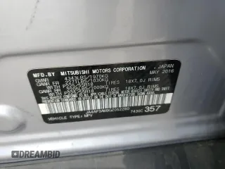 2016 Mitsubishi Outlander SE with VIN JA4AP3AW9GZ052280, listed as a Copart auction lot 59372525 with 70,872 mi miles and Salvage title. Bid and sale history available at DreamBid. Image 13.