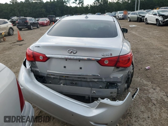2014 Infiniti Q50 Premium with VIN JN1BV7AP9EM681650, listed as a Copart auction lot 62825004 with 136,959 mi miles and Salvage title. Bid and sale history available at DreamBid. Image 6.