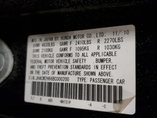 2011 Acura TSX Technology z VIN JH4CW2H66BC000200, wystawiony jako Copart lot #43340445 z przebiegiem 222 696 mil mil oraz Szkoda całkowita • Salvage title. Historia ofert i sprzedaży dostępna na DreamBid. Obrazek 12.