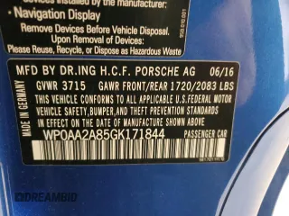 2016 Porsche 718 Cayman z VIN WP0AA2A85GK171844, wystawiony jako Copart lot #56151195 z przebiegiem 46 652 mil mil oraz Szkoda całkowita • Salvage title. Historia ofert i sprzedaży dostępna na DreamBid. Obrazek 13.