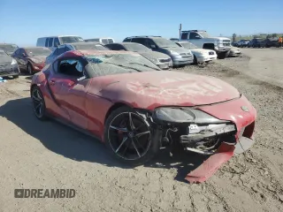 2022 Toyota GR Supra 3.0 with VIN WZ1DB0C04NW046282, listed as a Copart auction lot 80995874 with 32,087 mi miles and Salvage Title. Bid and sale history available at carsss.com. Image 4.