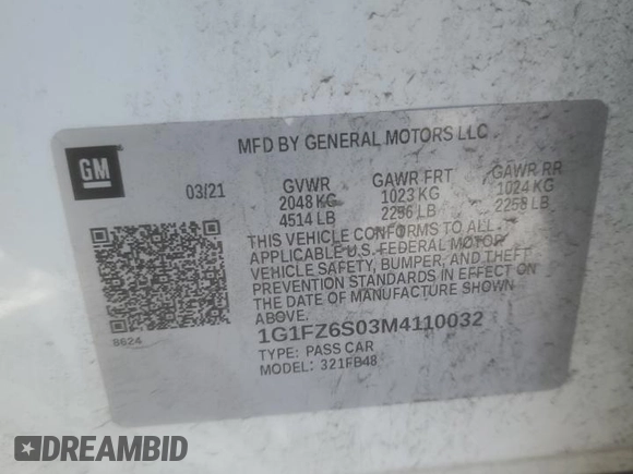 2021 Chevrolet Bolt EV Premier z VIN 1G1FZ6S03M4110032, wystawiony jako Copart lot #87728345 z przebiegiem 34 248 mil mil oraz Szkoda całkowita • Salvage title. Historia ofert i sprzedaży dostępna na DreamBid. Obrazek 13.