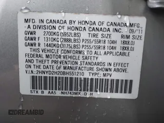 2011 Acura MDX с VIN 2HNYD2H20BH551210, выставлен на аукционе IAAI как лот 41834547 с пробегом 110 205 миль миль и . История ставок и продаж доступна на DreamBid. Изображение 9.