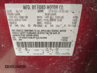 2015 Ford Explorer XLT with VIN 1FM5K7D83FGA12356, listed as a IAAI auction lot 42005845 with 146,196 mi miles and . Bid and sale history available at carsss.com. Image 9.