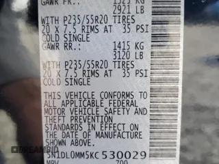 2019 Infiniti QX60 Pure z VIN 5N1DL0MM5KC530029, wystawiony jako Copart lot #54208765 z przebiegiem 126 409 mil mil oraz Szkoda całkowita • Salvage title. Historia ofert i sprzedaży dostępna na DreamBid. Obrazek 12.