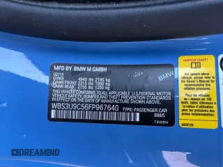 2015 BMW M4 with VIN WBS3U9C56FP967640, listed as a Copart auction lot 63641785 with 31,516 mi miles and Salvage title. Bid and sale history available at DreamBid. Image 10.