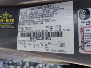 2010 Ford Fusion Hybrid with VIN 3FADP0L32AR148435, listed as a IAAI auction lot 41987937 with 224,290 mi miles. Bid and sale history available at carsss.com. Image 9.