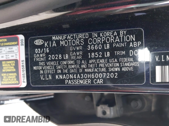 2017 Kia Rio EX with VIN KNADN4A30H6007202, listed as a IAAI auction lot 41621965 with 94,213 mi miles. Bid and sale history available at carsss.com. Image 9.