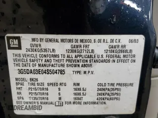2004 Buick Rendezvous with VIN 3G5DA03E04S504785, listed as a Copart auction lot 42613795 with Not Provided miles and Clean Title. Bid and sale history available at DreamBid. Image 13.