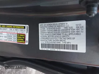 2024 Honda Odyssey EX-L with VIN 5FNRL6H65RB016848, listed as a IAAI auction lot 41762469 with 18,909 mi miles and . Bid and sale history available at DreamBid. Image 9.