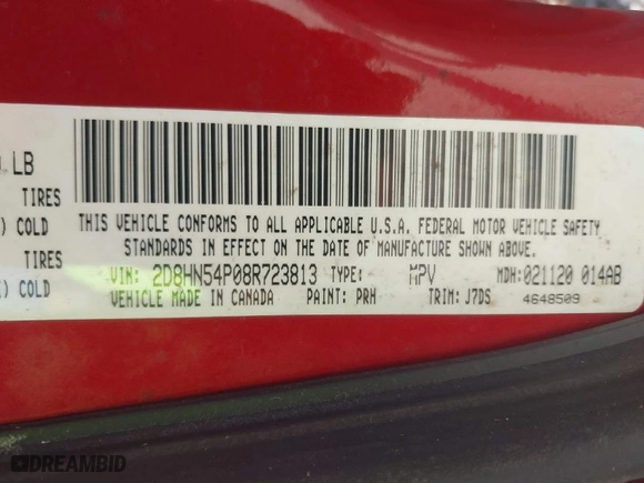 2008 Dodge Grand Caravan SXT with VIN 2D8HN54P08R723813, listed as a IAAI auction lot 41874436 with 211,322 mi miles. Bid and sale history available at carsss.com. Image 9.