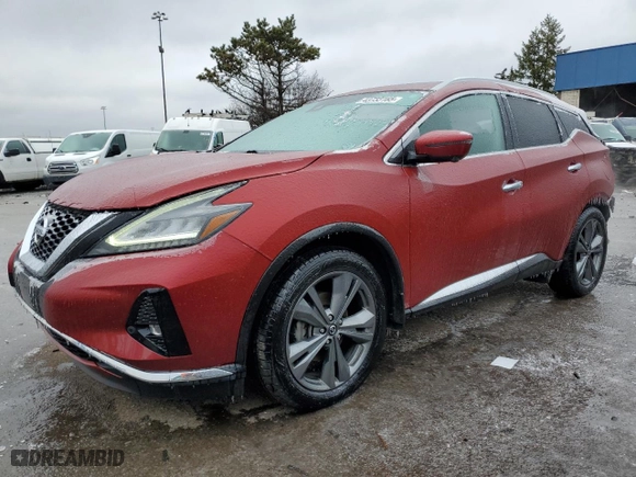 2020 Nissan Murano Platinum with VIN 5N1AZ2DS8LN105728, listed as a Copart auction lot 43733165 with 67,278 mi miles and Salvage Title. Bid and sale history available at carsss.com. Image 1.