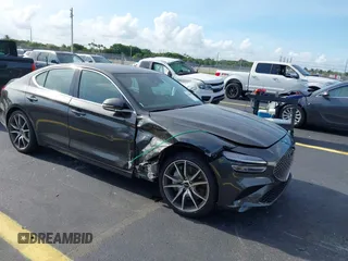 2025 Genesis G70 2.5T with VIN KMTG34SC3SU147642, listed as a IAAI auction lot 42380570 with 3,015 mi miles and . Bid and sale history available at DreamBid. Image 1.