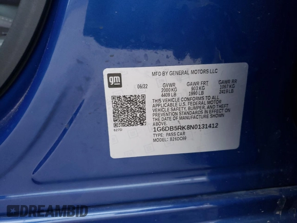 2022 Cadillac CT4 Premium Luxury z VIN 1G6DB5RK8N0131412, wystawiony jako Copart lot #51517555 z przebiegiem 42 705 mil mil oraz Szkoda całkowita • Salvage title. Historia ofert i sprzedaży dostępna na DreamBid. Obrazek 14.