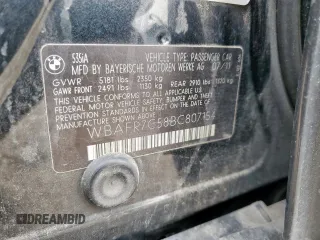 2011 BMW 5 Series 535i z VIN WBAFR7C58BC807154, wystawiony jako Copart lot #56888895 z przebiegiem Nie podano mil oraz Szkoda całkowita • Salvage title. Historia ofert i sprzedaży dostępna na DreamBid. Obrazek 12.