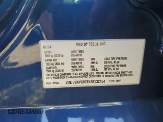 2024 Tesla Model Y Long Range with VIN 7SAYGDEE4RF032154, listed as a Copart auction lot 61973635 with 10,022 mi miles and Salvage title. Bid and sale history available at DreamBid. Image 14.