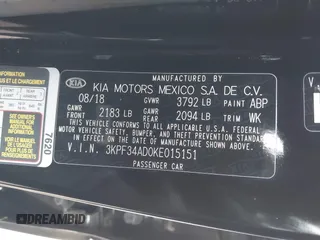 2019 Kia Forte S with VIN 3KPF34AD0KE015151, listed as a IAAI auction lot 41992096 with 62,736 mi miles. Bid and sale history available at carsss.com. Image 9.
