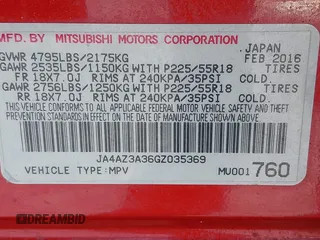 2016 Mitsubishi Outlander SE with VIN JA4AZ3A36GZ035369, listed as a IAAI auction lot 41339728 with 125,762 mi miles and . Bid and sale history available at DreamBid. Image 9.