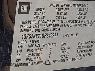 2013 GMC Yukon XL SLT with VIN 1GKS2KE71DR348271, listed as a IAAI auction lot 41388489 with 261,334 mi miles. Bid and sale history available at carsss.com. Image 9.