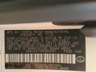 2021 Lexus ES with VIN 58ACA1C12MU003361, listed as a Copart auction lot 74753474 with 118,571 mi miles and Salvage Title. Bid and sale history available at carsss.com. Image 13.