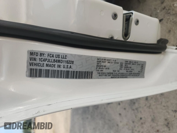 2021 Jeep Cherokee Latitude Plus with VIN 1C4PJLLB4MD116228, listed as a Copart auction lot 61157595 with 55,244 mi miles and Salvage title. Bid and sale history available at DreamBid. Image 12.