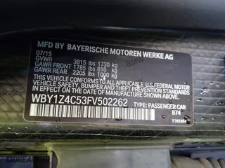 2015 BMW i3 with VIN WBY1Z4C53FV502262, listed as a IAAI auction lot 41746285 with 74,157 mi miles. Bid and sale history available at carsss.com. Image 9.