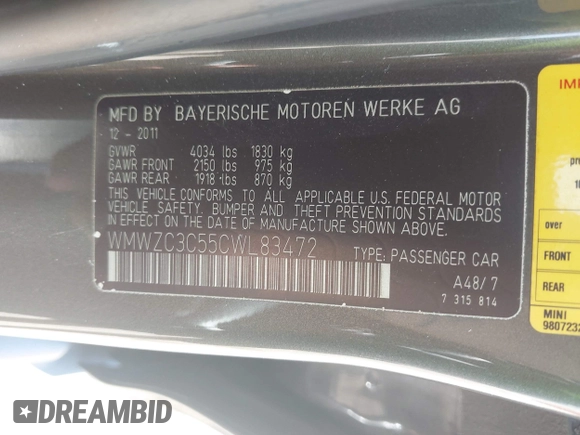 2012 MINI Countryman S z VIN WMWZC3C55CWL83472, wystawiony jako IAAI lot #42289981 z przebiegiem 101 812 mil mil oraz . Historia ofert i sprzedaży dostępna na DreamBid. Obrazek 9.