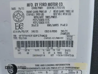 2013 Ford F-150 XL with VIN 1FTFW1EF3DFC74422, listed as a IAAI auction lot 42628205 with 258,733 mi miles and . Bid and sale history available at DreamBid. Image 9.